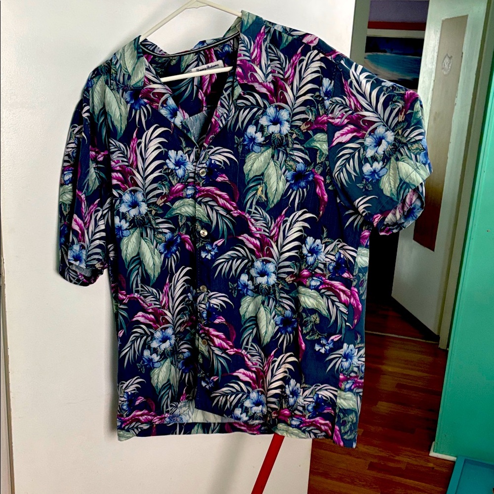Tommy Bahama Blue and Purple Floral Casual Shirt